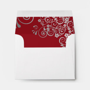 Enveloppe Dentelle d'argent rouge Crimson à l'intérieur de m