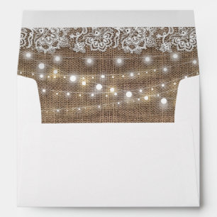 Enveloppe Dentelle de Burlap et cordes de lumière rustique
