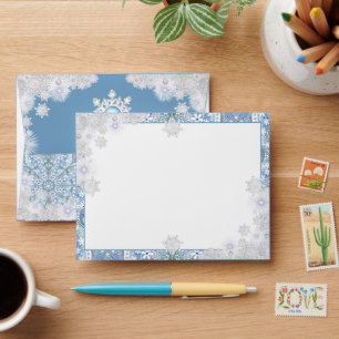 Enveloppe Dentelle en céramique bleu & flocon de neige