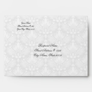Enveloppe Dentelle florale blanche et grise