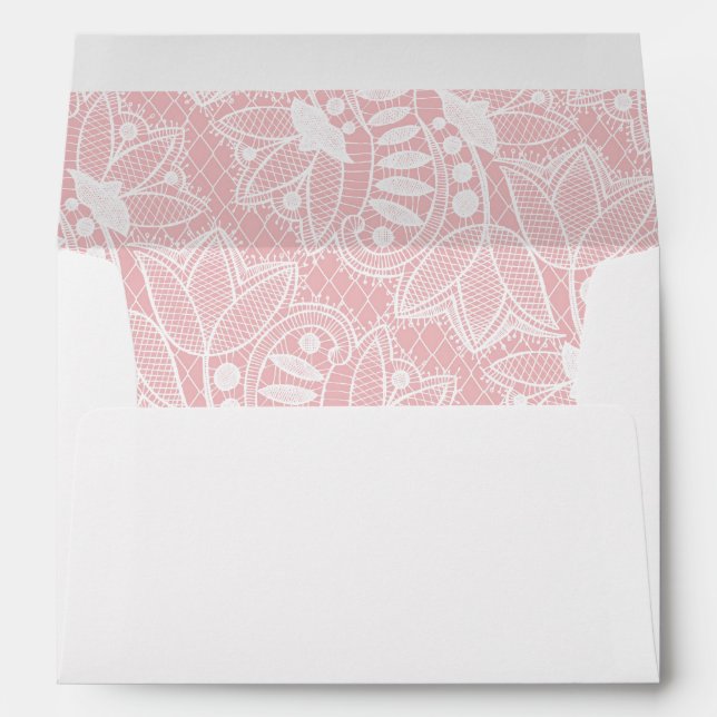 Enveloppe Dentelle florale rose (Dos (Bas))