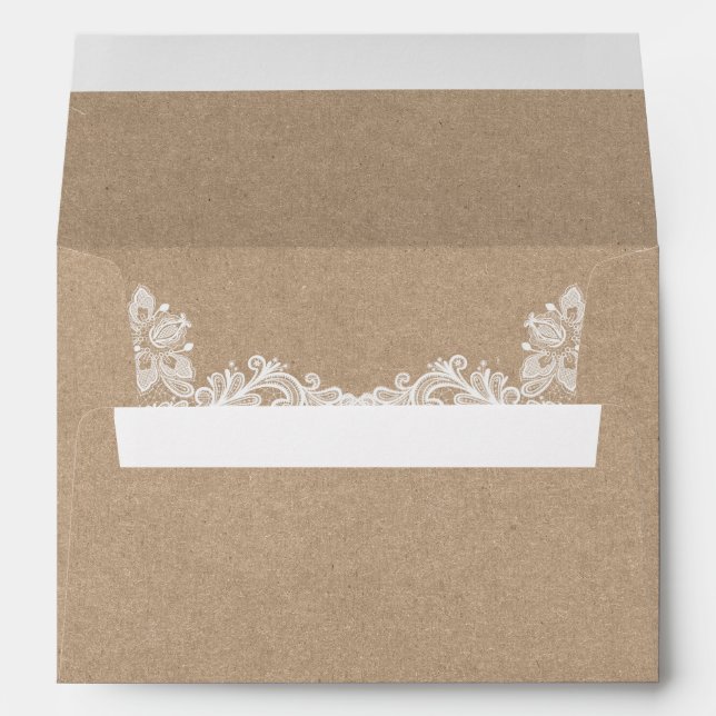Enveloppe Dentelle Mariage rustique style Kraft (Dos (Bas))