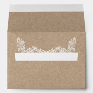 Enveloppe Dentelle Mariage rustique style Kraft