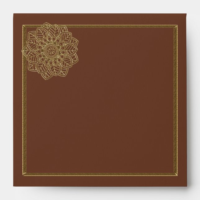Enveloppe Dentelle Mehndi (Enveloppe Brown pour cartes de 5  (Devant)