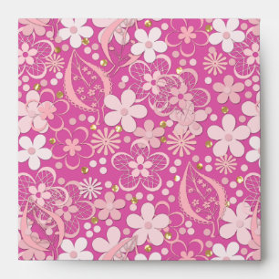 Enveloppe Dentelle rose incomparable motif fleuri romantique