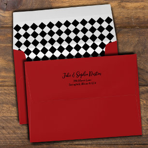 Enveloppe Derby Jour Diamant Chèque Motif Rouge