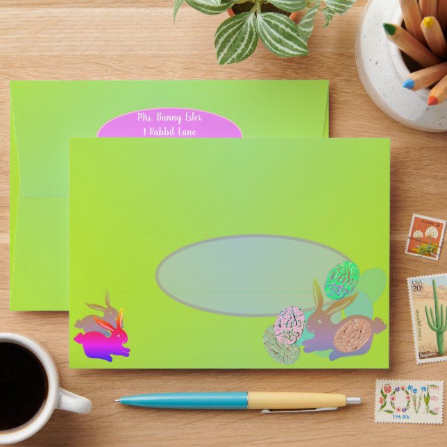 Enveloppe des oeufs de lapin de Pâques jaunes (Desk)