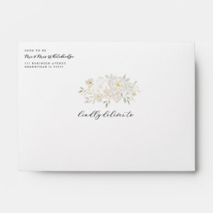 Enveloppe des pivoines d'aquarelle blanche