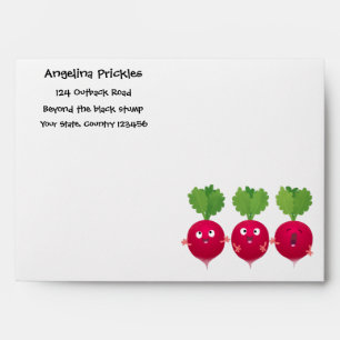 Enveloppe Des radis mignons chantant des légumes de dessin a