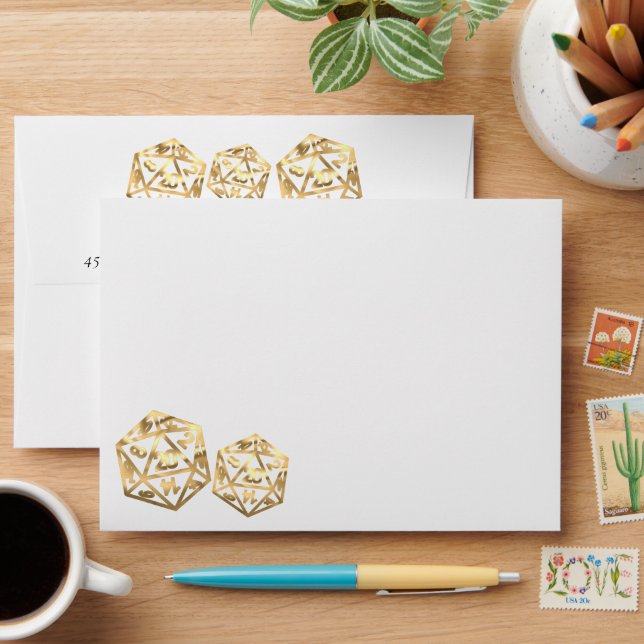 Enveloppe Dés RPG | Adresse du joueur PnP de table Gold Imag (Desk)