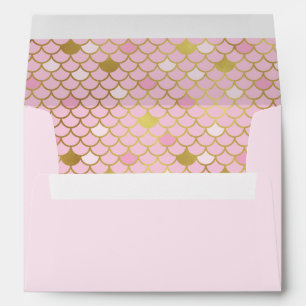 Enveloppe des tailles de sirènes roses et d'or