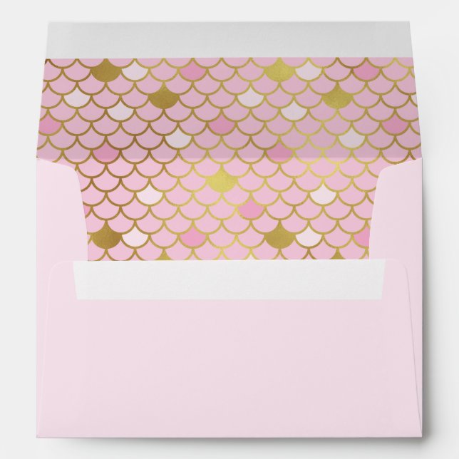 Enveloppe des tailles de sirènes roses et d'or (Dos (Bas))