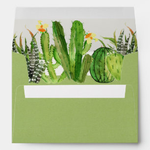 ENVELOPPE DÉSERT MODERNE CACTUS JARDIN FLEURI COULEUR D'EAU
