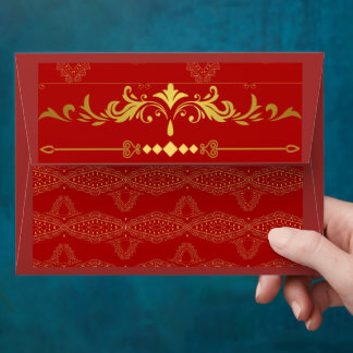 Enveloppe Desi Wedding Style Deep Red Design 2