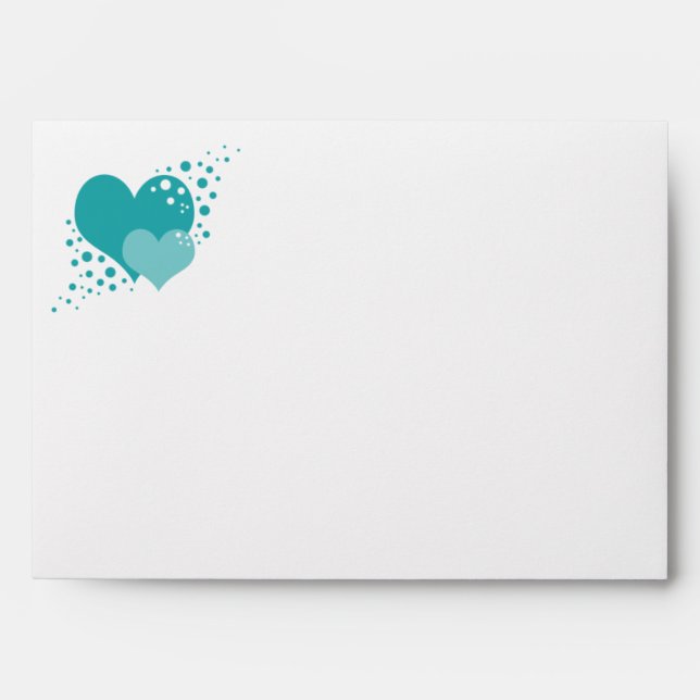 Enveloppe Design de coeurs turquoise (Devant)