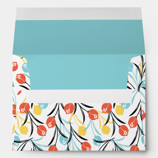 Enveloppe Design floral Motif de Tulipe en blanc (Dos (Bas))