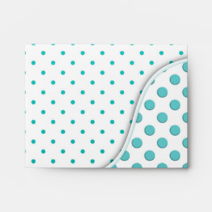 Enveloppe Design Moderne Mignon Turquoise et Blanc à Points