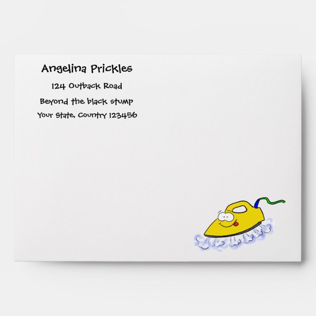 Enveloppe Dessin animé drôle de fer à repasser pour linge il (Devant)