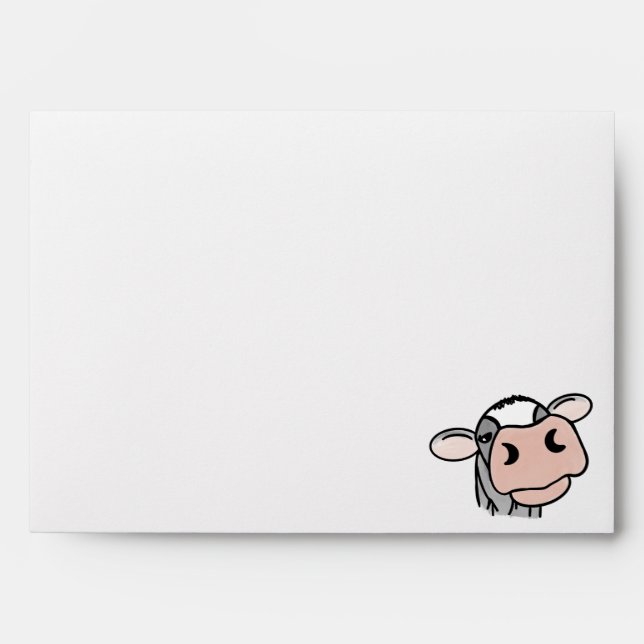 Enveloppe dessin animé vache noir blanc rose baiser gris ani (Devant)