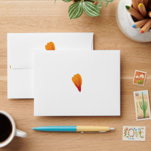 Enveloppe dessin d'un plante avec feuille orange et violet