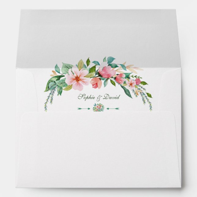 Enveloppe Destination Luau Tropical Floral Wreath Mariage (Dos (Bas))
