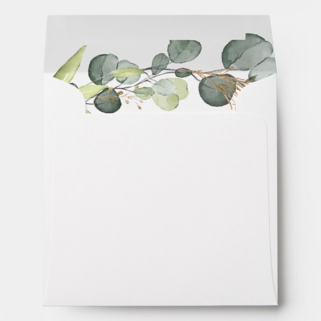 Enveloppe Détails du mariage Eucalyptus Vert Succulent (Dos (Bas))