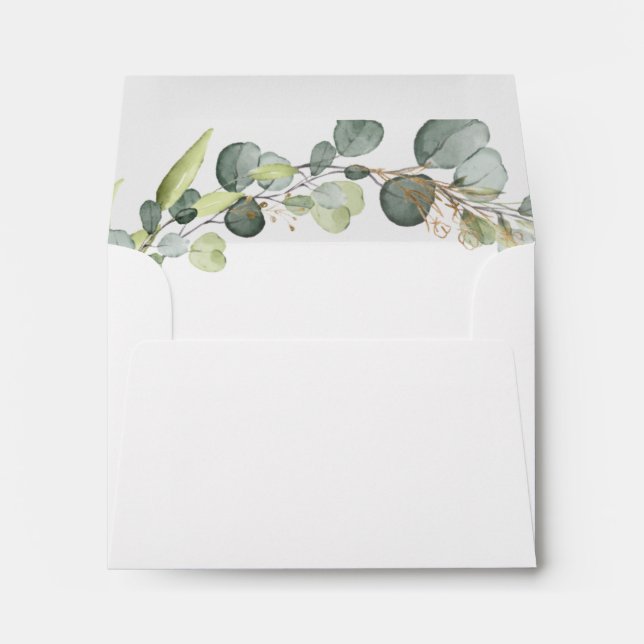 Enveloppe Détails du mariage Eucalyptus Vert Succulent (Dos (Bas))