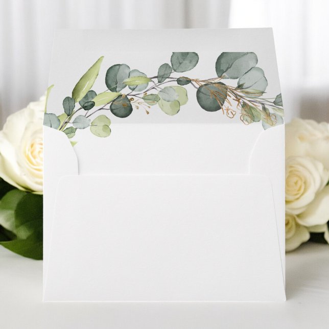 Enveloppe Détails du mariage Eucalyptus Vert Succulent (Créateur téléchargé)