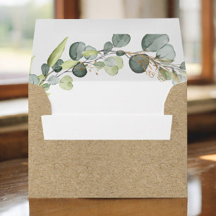 Enveloppe Détails du mariage Papier Eucalyptus Greenery Kraf