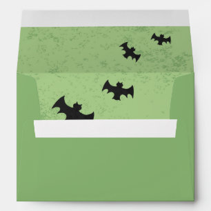 Enveloppe d'Halloween verte avec chauves-souris vo