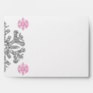 Enveloppe d'hiver Silver Pink Snowflake