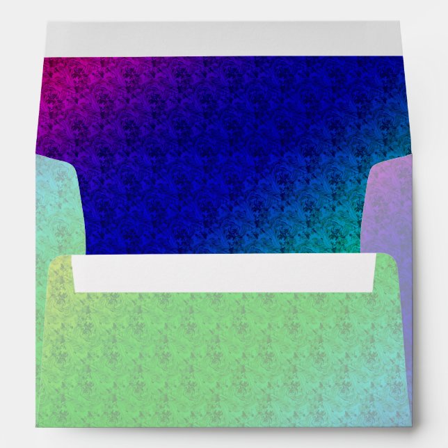 Enveloppe Diag Arc-en-ciel dégradé Floral Motif bleu vert (Dos (Bas))