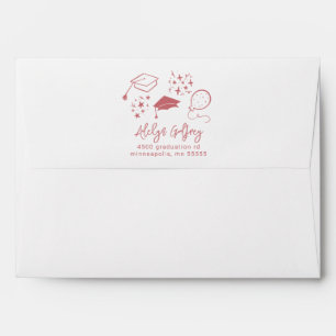 Enveloppe d'icônes de graduation de couleur rose p