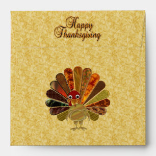 Enveloppe Dinde de Thanksgiving colorée et heureuse