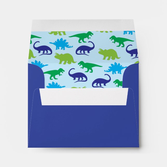 Enveloppe Dinosaure bleu mignon Dino pour enfant (Dos (Bas))