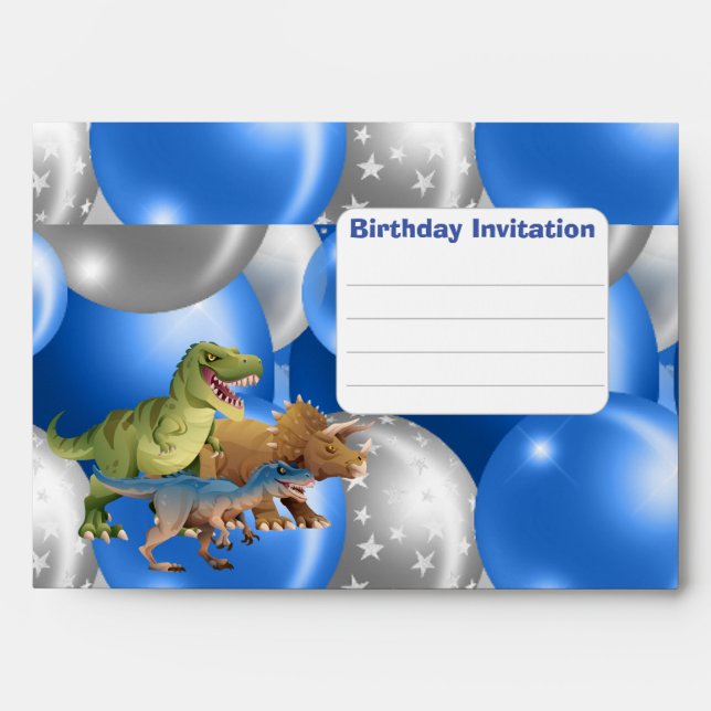 Enveloppe Dinosaures Jurassic Party Anniversaire Invitation  (Devant)