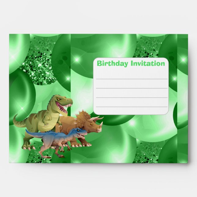 Enveloppe Dinosaures Jurassic Party Anniversaire Invitation  (Devant)