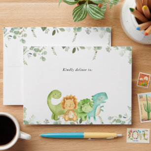 Enveloppe Dinosaures mignons, T-Rex, Jurassique, Baby shower