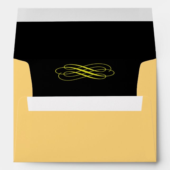 Enveloppe d'invitation à contes de fées d'or jaune (Dos (Bas))