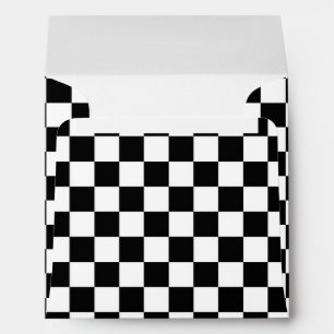 Enveloppe d'invitation à la course à carreaux noir