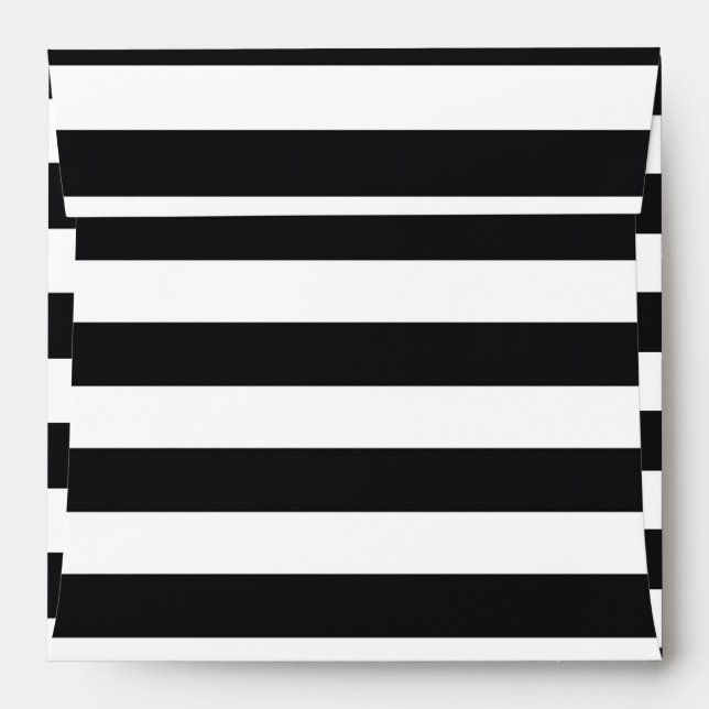 Enveloppe d'invitation à rayures noir et blanc (Dos (Haut rabat))