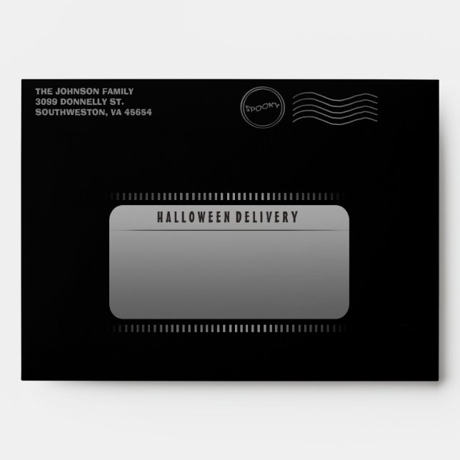 Enveloppe d'invitation Black Custom Halloween Skul (Devant)