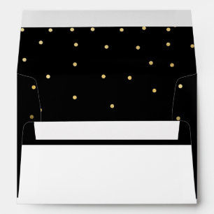 Enveloppe d'invitation Black White & Gold Dots