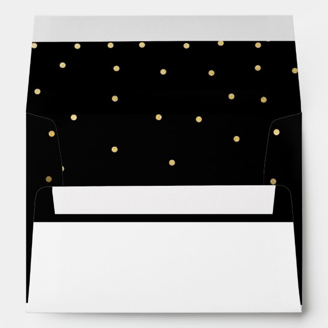 Enveloppe d'invitation Black White & Gold Dots (Dos (Bas))