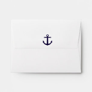 Enveloppe d'invitation bleu marine à l'ancre nauti