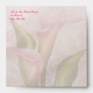 Enveloppe d'invitation Carré rose Calla Lily