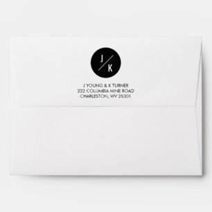 Enveloppe d'invitation circulaire monochrome simpl