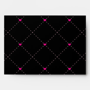 Enveloppe d'invitation crâne et cœurs rose et noir