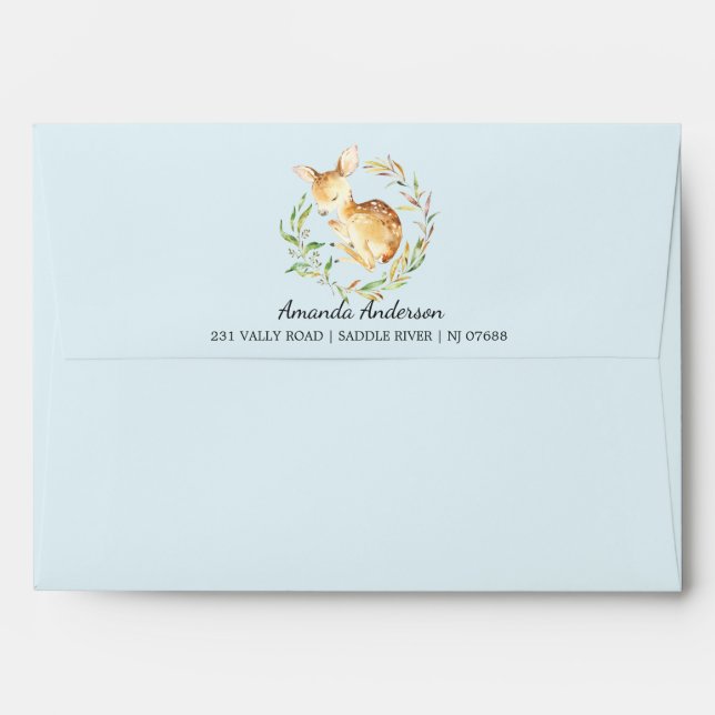 Enveloppe d'invitation de Baby shower Little Deer (Dos (Haut rabat))