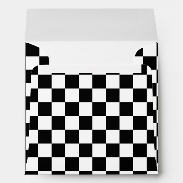 Enveloppe d'invitation de course À damiers noir et (Dos (Bas))